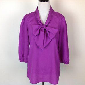 Vintage Edyn Top Tie Neck Dark Pink Womens Medium